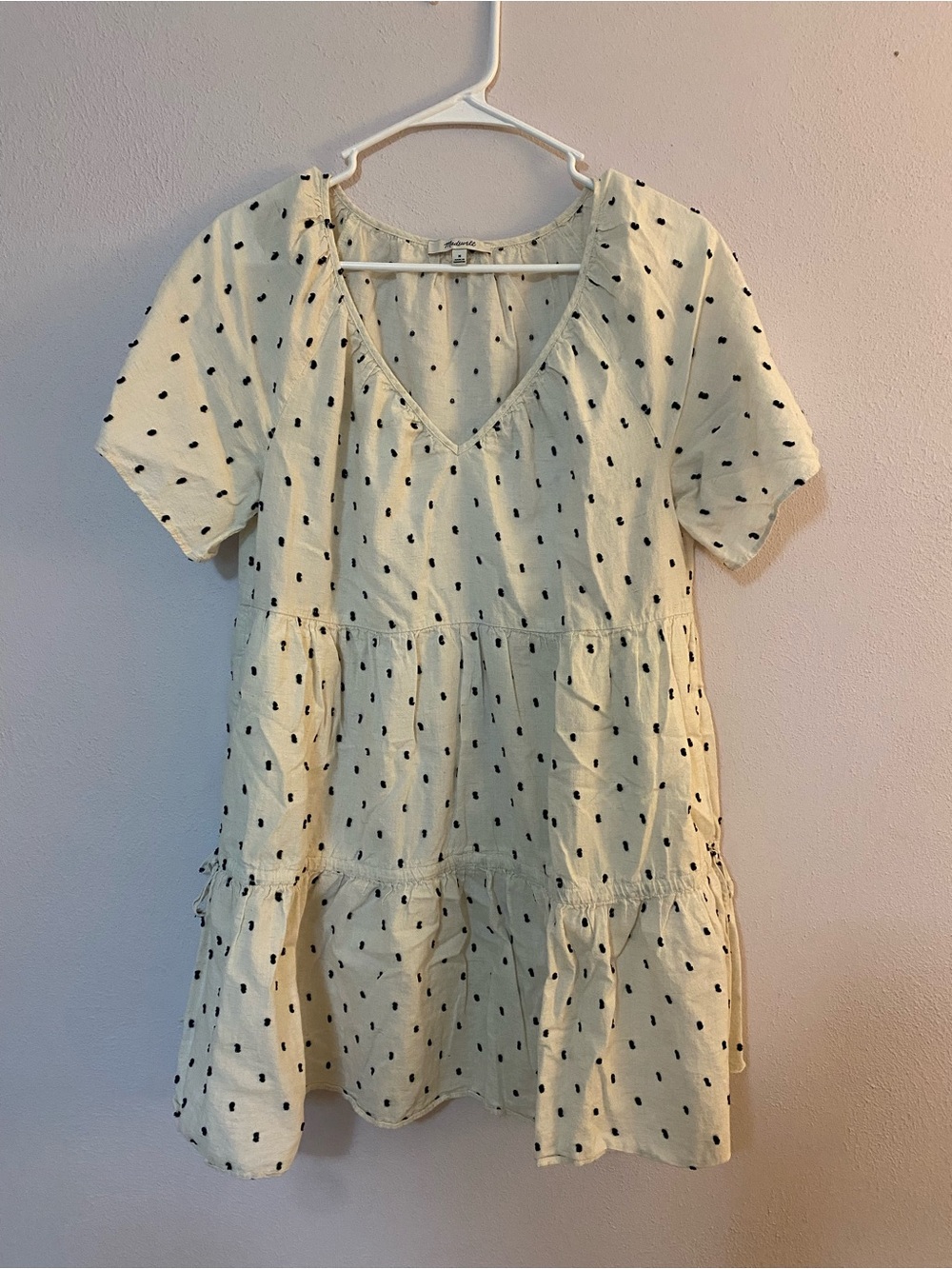 Madewell Cotton-Linen Lorelei Mini Dress in Clip Dot - Picture 4 of 6